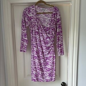 Purple and White Patterned Women's Dress